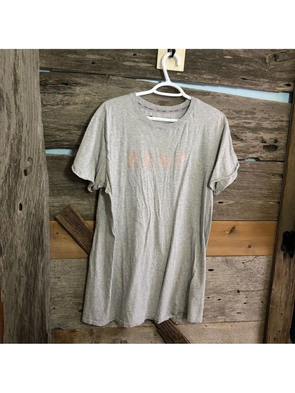 DKNY Size Large Grey Logo T-shirt